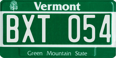 VT license plate BXT054