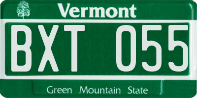 VT license plate BXT055