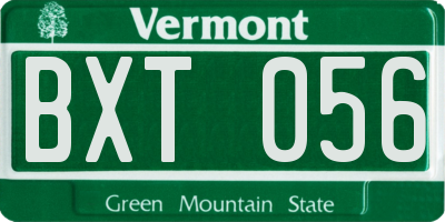 VT license plate BXT056