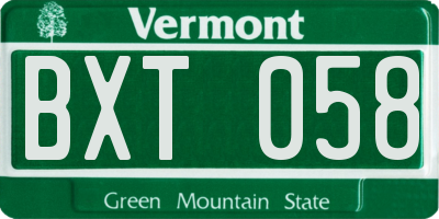 VT license plate BXT058