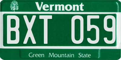 VT license plate BXT059