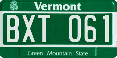 VT license plate BXT061