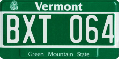 VT license plate BXT064