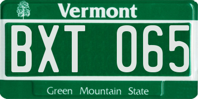 VT license plate BXT065