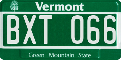 VT license plate BXT066