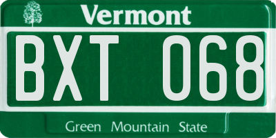 VT license plate BXT068