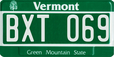 VT license plate BXT069