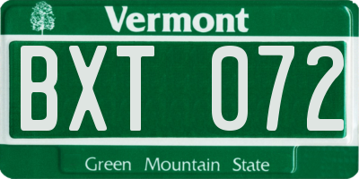 VT license plate BXT072