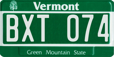 VT license plate BXT074