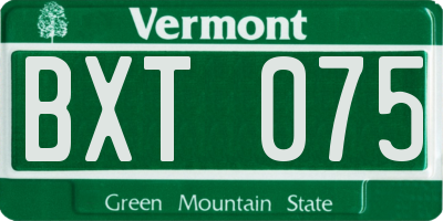 VT license plate BXT075