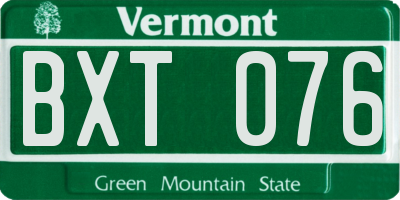 VT license plate BXT076