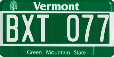 VT license plate BXT077