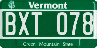 VT license plate BXT078