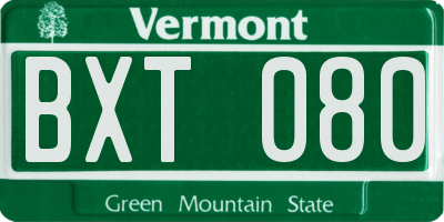 VT license plate BXT080