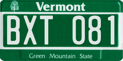 VT license plate BXT081