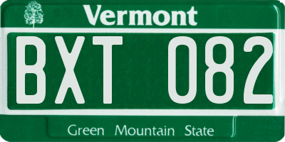 VT license plate BXT082