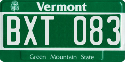VT license plate BXT083