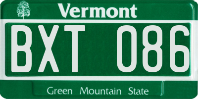 VT license plate BXT086