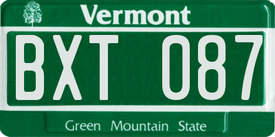 VT license plate BXT087