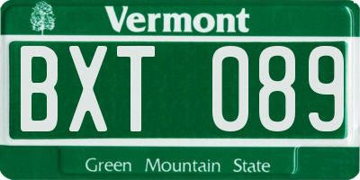 VT license plate BXT089