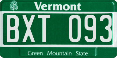 VT license plate BXT093