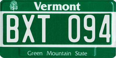 VT license plate BXT094