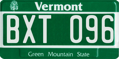VT license plate BXT096