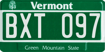 VT license plate BXT097