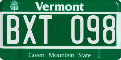 VT license plate BXT098