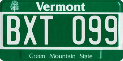 VT license plate BXT099