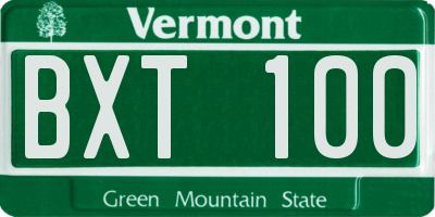 VT license plate BXT100