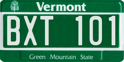 VT license plate BXT101
