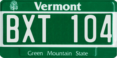VT license plate BXT104