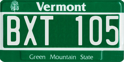 VT license plate BXT105