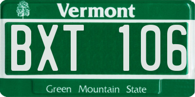 VT license plate BXT106