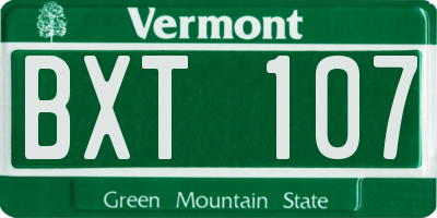VT license plate BXT107