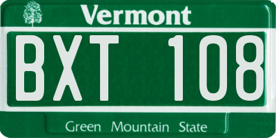 VT license plate BXT108