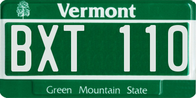 VT license plate BXT110