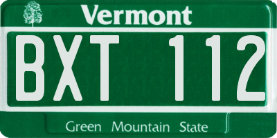 VT license plate BXT112