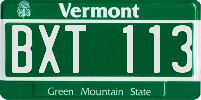 VT license plate BXT113