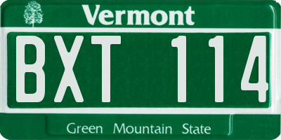 VT license plate BXT114