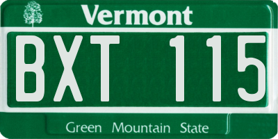 VT license plate BXT115
