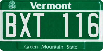 VT license plate BXT116