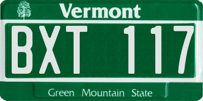 VT license plate BXT117
