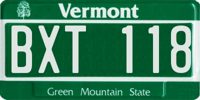 VT license plate BXT118