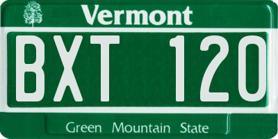 VT license plate BXT120