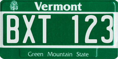 VT license plate BXT123