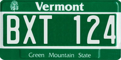 VT license plate BXT124