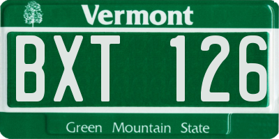 VT license plate BXT126