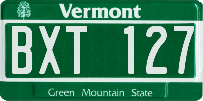 VT license plate BXT127